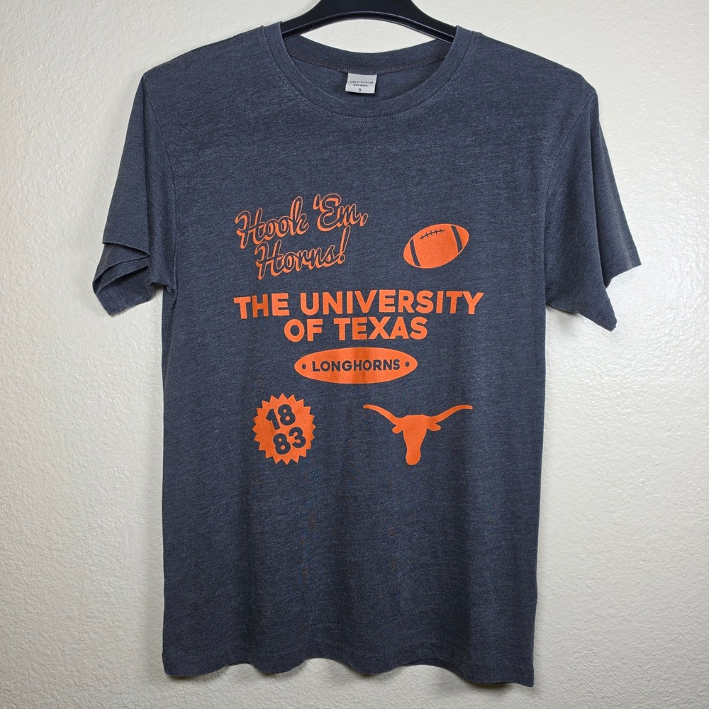 chicka-d University of Texas Longhorns Graphic T-Shirt Charcoal Orange S NWT